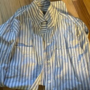 Athleta Striped Tunic Button Down Weekender Shirt Size small